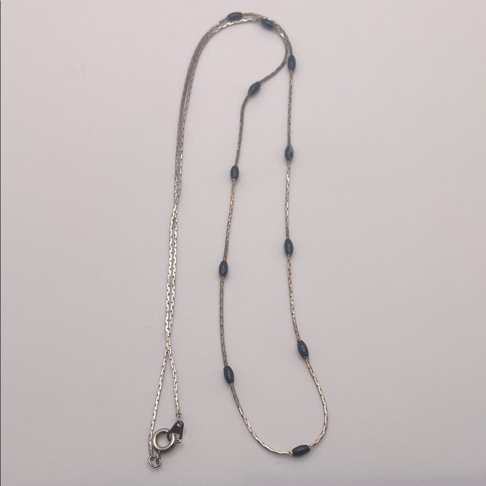 Elegant Silver Necklace with Black Accents - Picture 3 of 4